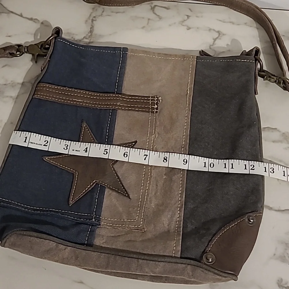 Myra Bag The Pocket Star Canvas Leather Crossbody Bag Boho Hippie Errands